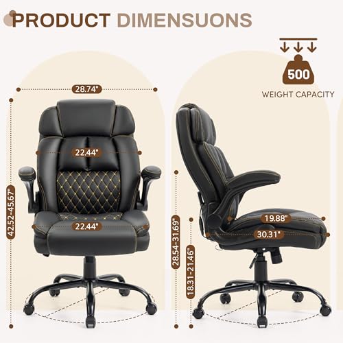 BIGGARSIT Massage Office Chair 500LBS Ergonomic Rocking Big & Tall with 4-Point Vibration & Heat, Black