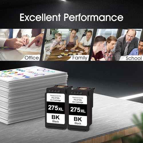 SHUPAN PG-275XL Black Ink Cartridge Remanufactured for Canon 275XL 275 XL 275 PG275 Ink High Capacity Work with PIXMA TR4700 TR4720 TR4722 TS3500 TS3522 TS3520 Printer (2 Black)