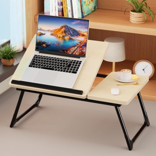 OYKTVB Beige Adjustable Bed Laptop Desk with Cup Holder & 5-Angle Tilt