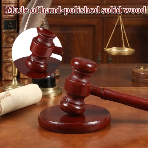 Wooden Gavel and Sound Block Set for Judge, Courtroom & Auction