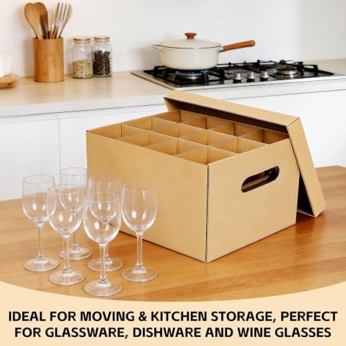 Brown 15x12x10in Glass Moving Boxes with Handles - Pack of 2 for Wine & Kitchenware