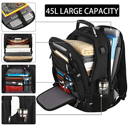 Mogplof 17.3 Laptop Backpack for Men Women, Large Travel Backpack TSA Friendly Flight Approved Backpack with RFID Anti Theft Pocket, School Bookbag With USB Charging Port