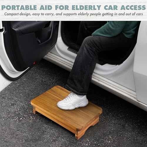 Wooden Step Stool, 3.5'' One Step Stool for Adults, Wooden Bedside Step with 550 Lbs Load Capacity, Heavy Duty/Portable/Nonslip/Durable Construction for Bedroom/Kitchen