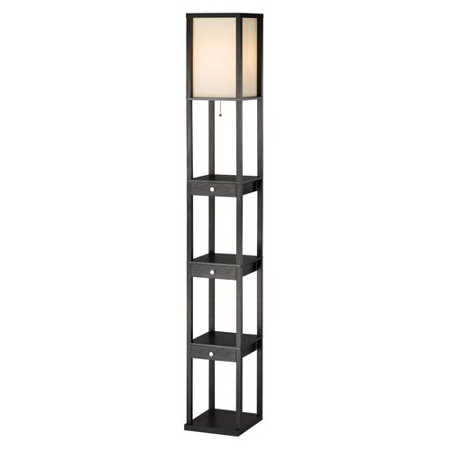 Adesso 3450-01 Murray 72" Tall Floor Lamp with Storage Shelves, Drawers. Durable MDF Lighting Equipment with Wood Veneer Finishing. Home Decor Accessory