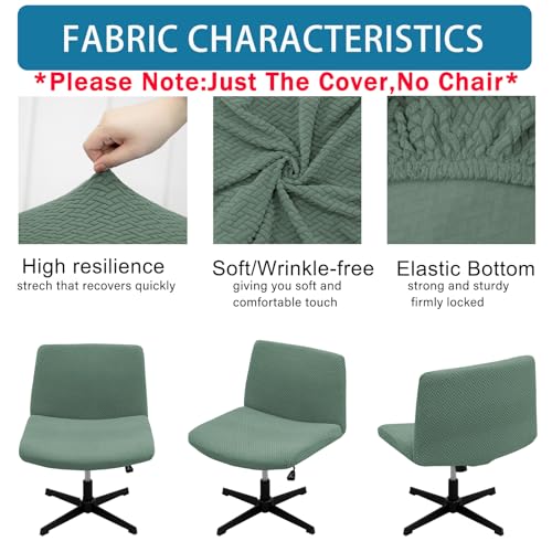 Green Criss Cross Elastic Armless Chair Slipcover - Vanity/Makeup Chair Cover