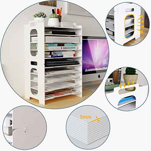 Natwind Office Paper Organizer for Desk Desktop Organizer File Holder Office Desk Organizer Letter Tray & Paper Holder Document Storage Rack for Home Office School 10-Tier