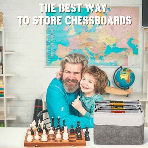 2 Pack Board Game Storage Containers with 10PCS Zipper Bags, DIY Stickers and Adhesive, Board Game Organizers and Storage Bags for Board Games, Puzzles, Toys, Video Game Office Supplies (Gray)