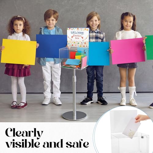 Clear Silver Lockable Donation & Raffle Box Stand - 1 Pack