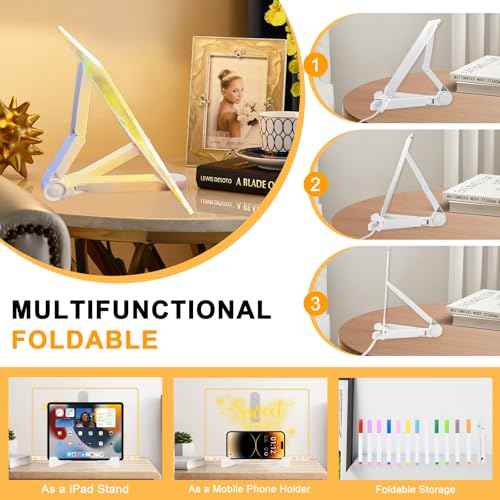 Cosmody Led Drawing Board, 2025 New Led Drawing Board for Kids, 11.8 X 7.9¡± Led Note Board with Colors, Erasable Light Up Dry Erase Board, Lumi Board with Adjustable Stand and 12 Pens