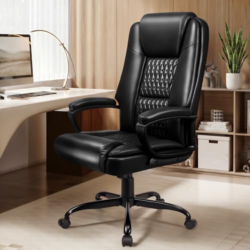 VENDORZ Black Executive Office Chair - High Back Ergonomic Desk Chair with Lumbar Support, Adjustable Big & Tall Computer Chair, 360° Swivel