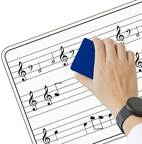 Scribbledo Music Staff Whiteboard - 5 Pack, 9x12 Dry Erase Boards with Erasers