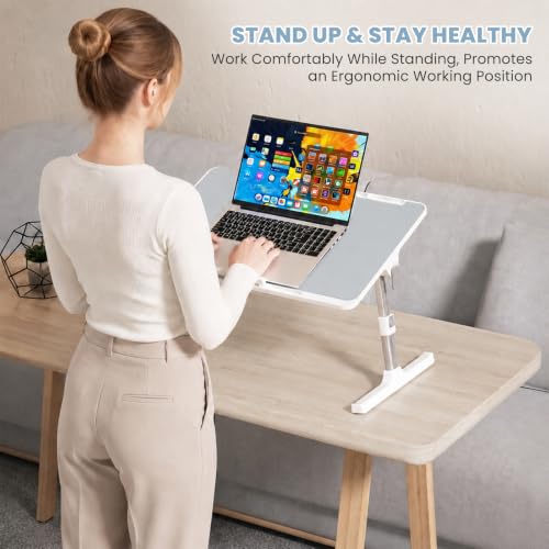 Gray Adjustable Foldable Lap Desk for Bed & Couch - XL Laptop Table