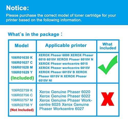 LCL Remanufactured Toner Cartridge Replacement for Xerox 106R01630 106R01627 106R01628 106R01629 for Xerox Phaser 6000 6010 WorkCentre 6015 (4-Pack, Black, Cyan, Magenta,Yellow)