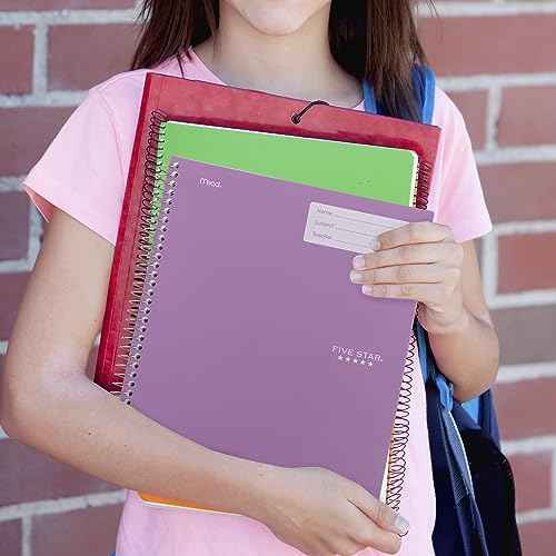 Five Star Interactive Notetaking Spiral Notebooks, 6 Pack, 1 Subject, College Ruled Paper, 11" x 8-1/2", 100 Sheets, Assorted Colors (820019-ECM)