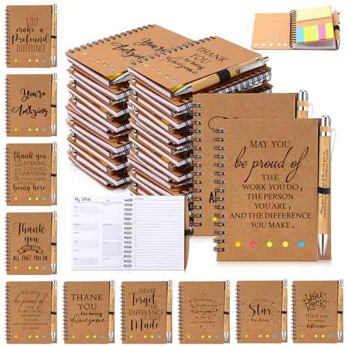 Tellingyou 20 Set Employee Appreciation Gifts Inspirational Spiral Notebooks with Motivational Pens Small Notepads for Coworkers Staff Team Volunteer Teacher Thanksgiving Christmas Thank You Gifts