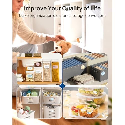 PM260 Label Maker Machine with Tape, 2 Inch Label Maker Bluetooth Label Printer, Inkless Portable Labeler for Home, Kitchen, School, Office Organization, Black