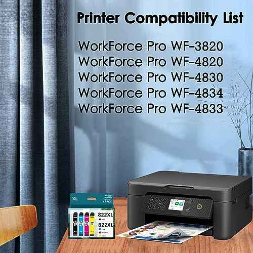 822XL Ink Cartridges Latest Upgrade Remanufactured for Epson 822XL Ink Cartridges 822 822 XL with Workforce Pro WF-3820 WF-3823 WF-4820 WF-4830 WF-4833 Printer (Black Cyan Magenta Yellow)