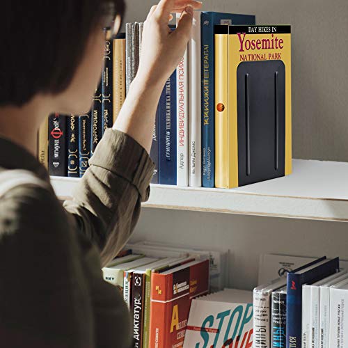 Acrimet Black Steel Heavy Duty Bookends, Non-Skid Shelving Supports, 6 7/8" H