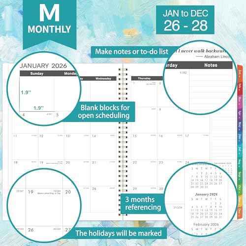 2026-2028 Monthly Planner - 3 Year Planner 2026-2028, JAN 2026 - DEC 2028, 2026 Calendar Planner with 36 Monthly Tabs, Notes Pages, Inner Pocket, Great for Long-Term Planning