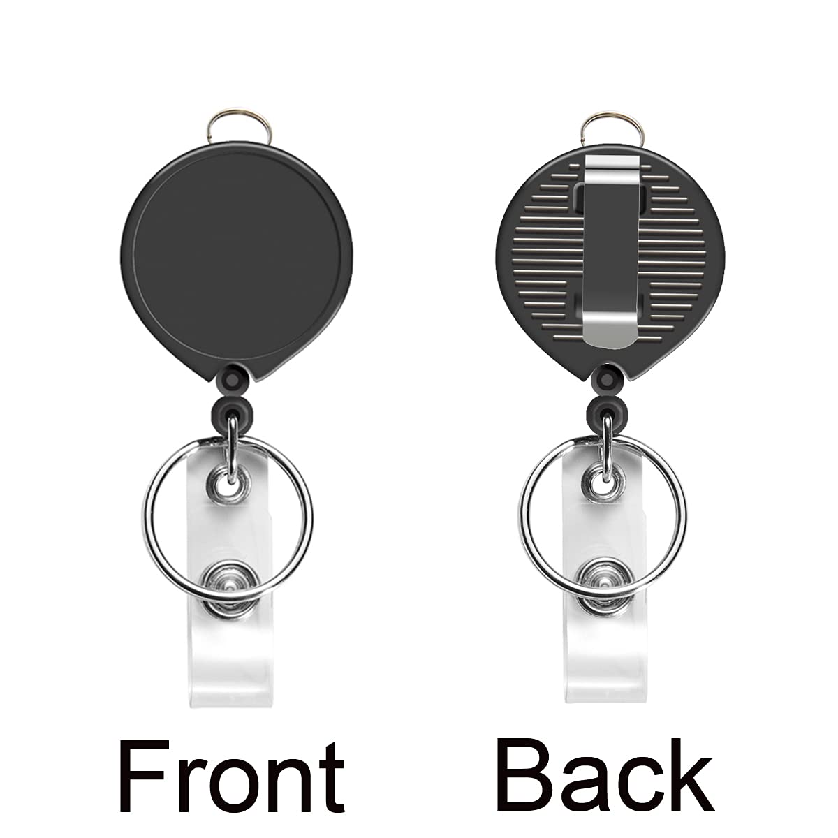 AIWOQI 5 Pack Black Retractable Badge Reels for Lanyards,Nurses,Badge Holder,Reel Retractable with Metal Ring, with Clip