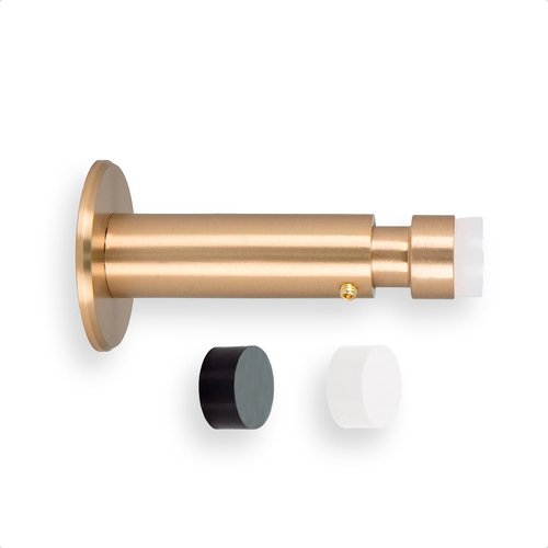 EVI Herrajes | Door Stop for Wall Placement | Adjustable Length: 88-125 mm | Stainless Steel | White Silicone Rubber | Shock Absorber | I-182BCB