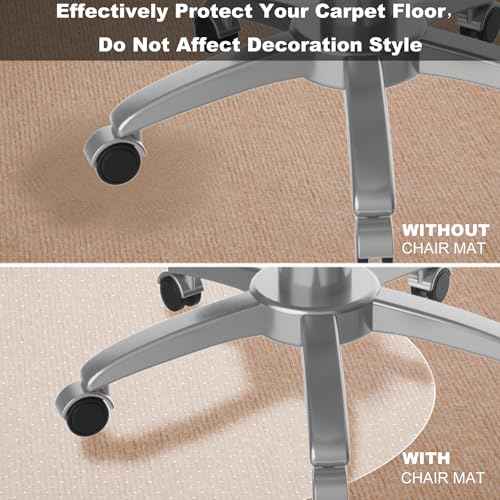 Thickened Office Chair Mat for Carpet, 39"¡¿39" Round Rolling Gaming Chair Mat with Anti-Slip Particles, Clear Heavy Duty Floor Protector for Office&Home