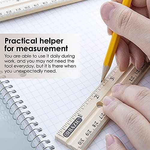 BAZIC Products Wooden Ruler 12" (30cm), Singel Metal Edge, Inches Centimeter Metric Measuring Drafting Rulers, for Students School Supplies (3/Pack), 24-Packs