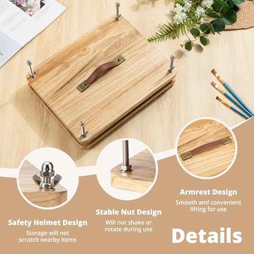 Wooden Book Press - 14.7x11.4 Large Craft Press with Comfort Grip Handle & Non-Slip Round Foot Pads, Ideal for Bookbinding, Scrapbooking, and DIY Projects