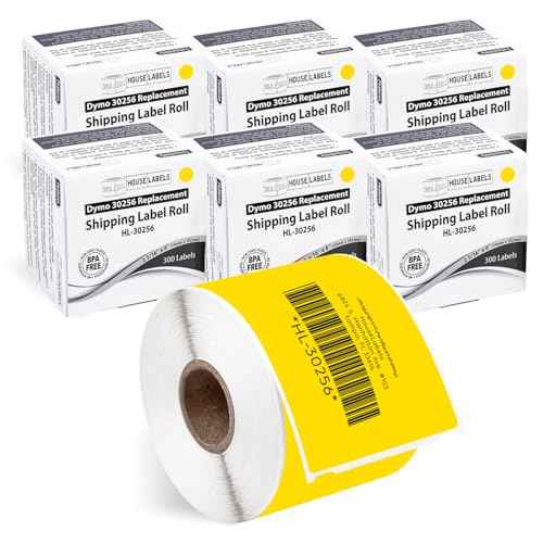 HOUSELABELS Compatible DYMO 30256 Yellow Shipping Labels (2-5/16" x 4"), Strong Permanent Adhesive, Compatible with DYMO LW 450, 4XL, Rollo & Zebra Desktop Printers, 6 Rolls /1800 Labels