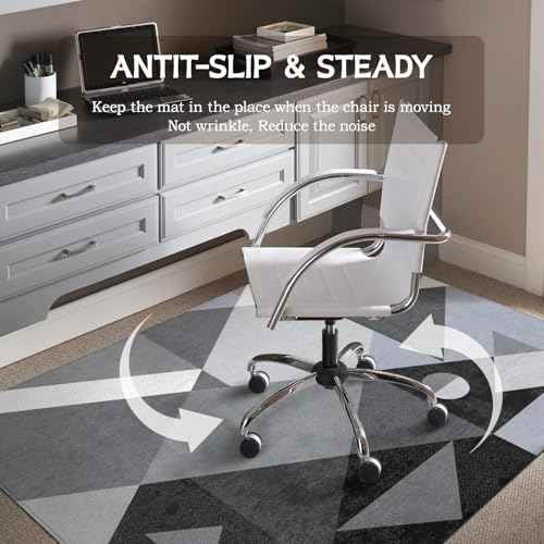 Office Chair Mat for Hardwood & Tile Floor 36"x48",Modern Boho Modern Computer Chair Mat for Rolling Chairs Carpet,Geometric Under Desk Non Slip Gaming Rug, Low-Pile Rubber Backing Large Protector Mat