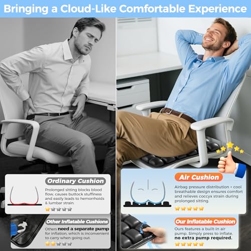 Airplane Seat Cushion with Built-in Pump - SGJHUI Black Square Travel Pad