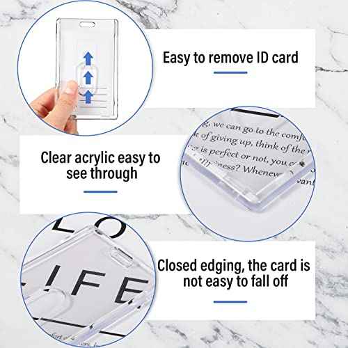 Chinco 90 Pcs Hard Plastic Badge Holder Vertical Clear ID Badge Holders Acrylic Heavy Duty Waterproof Plastic ID Card Holder Transparent Heavy Duty Protector Case for Office School Hospital Lanyard