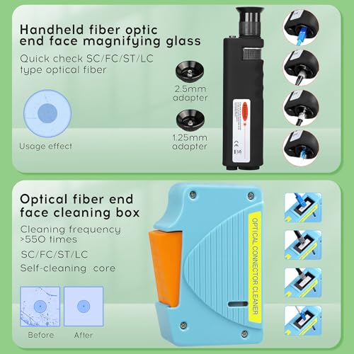 SumChan 13-in-1 Fiber Optic Cleaning Kit with 400x Microscope & One-Click Pen