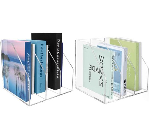 WYFHLPMMA Acrylic Paper Tray Stackable Letter Organizers, Clear Paper Tray Desk Organizer, 3-Tier, Desk A4 File Holder for Office Document Desktop File Tray-2pack