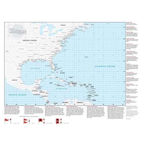Hurricane Tracking Wall Map - 33" x 44" Laminated