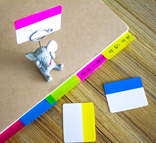 Vibrant 500 Pieces 2 Inch Sticky Index Tabs - Writable & Repositionable, Neon Colors, ELII