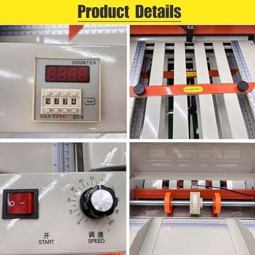 TECHTONGDA Automatic Paper Folding Machine, Document Folder, Digital Paper Folder with Electronic Counter, Variable Speed, Paper Folded Can Range in Size from 2"x3" up to 12"x27", for Manuals Document