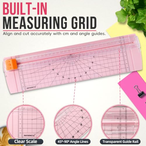 Pink Rayson Paper Cutter Trimmer, A4 12-Inch Craft Cutter for Photos & Documents