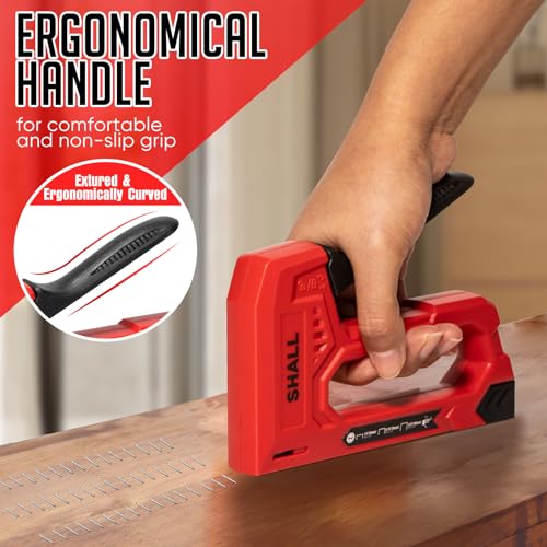 shall Red Light Duty Upholstery Staple Gun with 1600 JT21 Staples, Remover