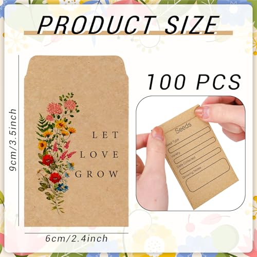 Wedding Seed Packets 100 Pcs Vintage Wildflower Favor Envelopes Self-Adhesive