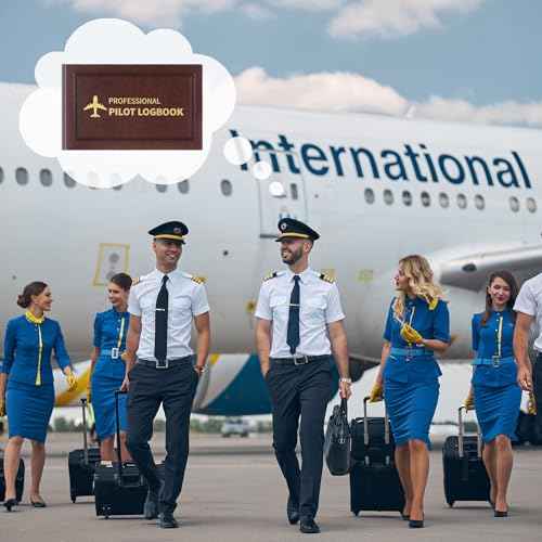 2 Pack Professional Pilot Logbook 128 Sheets Flight Logbook Brown Leather Hardcover Large Aircraft Record Book Aviation Gifts and Gear for Students Pilot