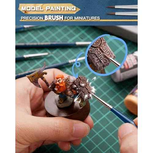 Kolinsky Sable Brushes, Golden Maple Miniature Paint Brushes Natural Hair Professional Pointed Round Brush for Model Painting, Watercolor Details, Acrylic Gouache Inks Painting, Size 2 1 0 00 5/0