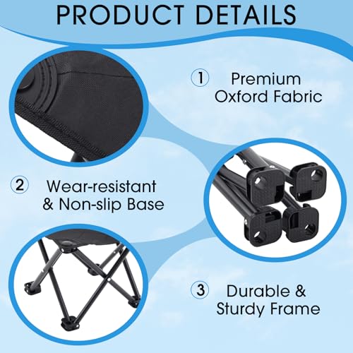 Ripeng 2 Pcs Portable Airplane Foot Rest Folding Camping Stool with Carry Bag – Black