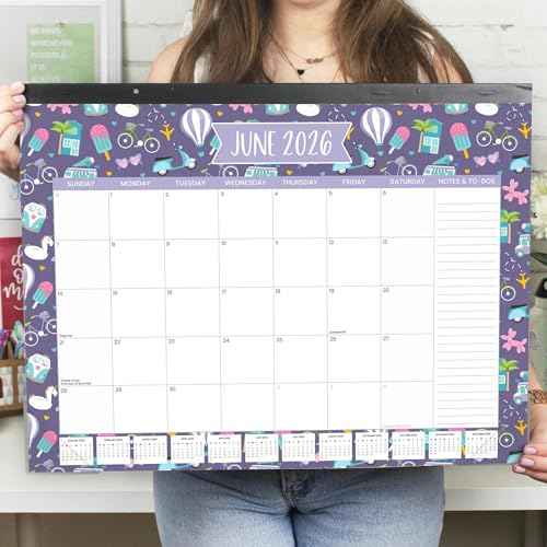 bloom daily planners 2026 Desk Calendar - January to December Large Wall Calendar - 21¡± x 16¡± Desktop & Hanging Monthly Planner with Stickers for Home or Office - Holiday Icons