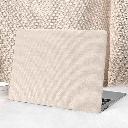 Seorsok Compatible with New MacBook Air 13.6 inch Case M4 M3 M2 2025 2024-2022 Release A3240 A2681 A3113 Touch ID,Elegant Leather Plastic Hard Shell Case with Transparent Keyboard Cover,Beige