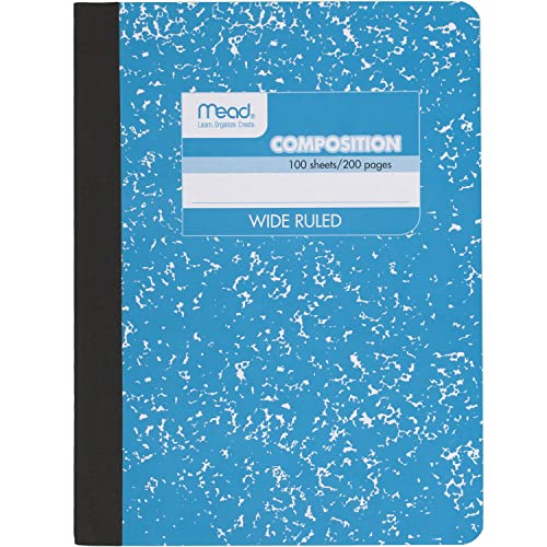 Mead Blue Marble Wide Ruled Composition Notebook 7.5x9.75 inches 100 Sheets - 1 Pack
