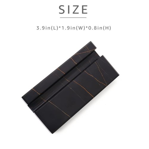 JIMEI Business Card Holder for Desk - Elegant Business Card Display Holder - Made of Sahara Noir Marble - Desk Organizer Stand for 25 Business Cards - Cute Office Desktop Accessory for Men and Women