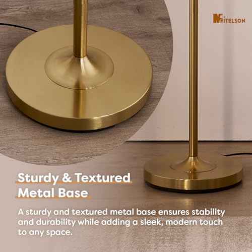 Floor Lamp, Mid Century Lamp with Fabric Shade, Modern Standing Lamp with Dimmer Switch and Bulb for Living Room, Rustic Retro Tall Lamp for Bedroom and Office, Home D?cor
