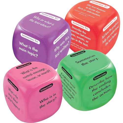 Really Good Stuff Comprehension Cubes - 4 Cubes Containing Comprehension Questions for 12 Non-Fiction and 12 Fiction