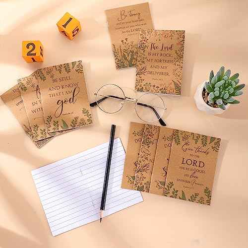 Ctosree 200 Pcs Bible Verse Prayer Journal Notebook Christian Gifts for Women Bulk Mini Inspirational Religious Notepad Religious Gifts for Church VBS Teacher Sunday School 3.15 x 5 Inches (Brown)